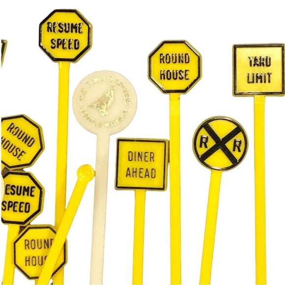 Vtg Drink Stirrer Swizzle Stick Street Signs Railroad Travel Trucker Lot of 75+ - Picture 4 of 5